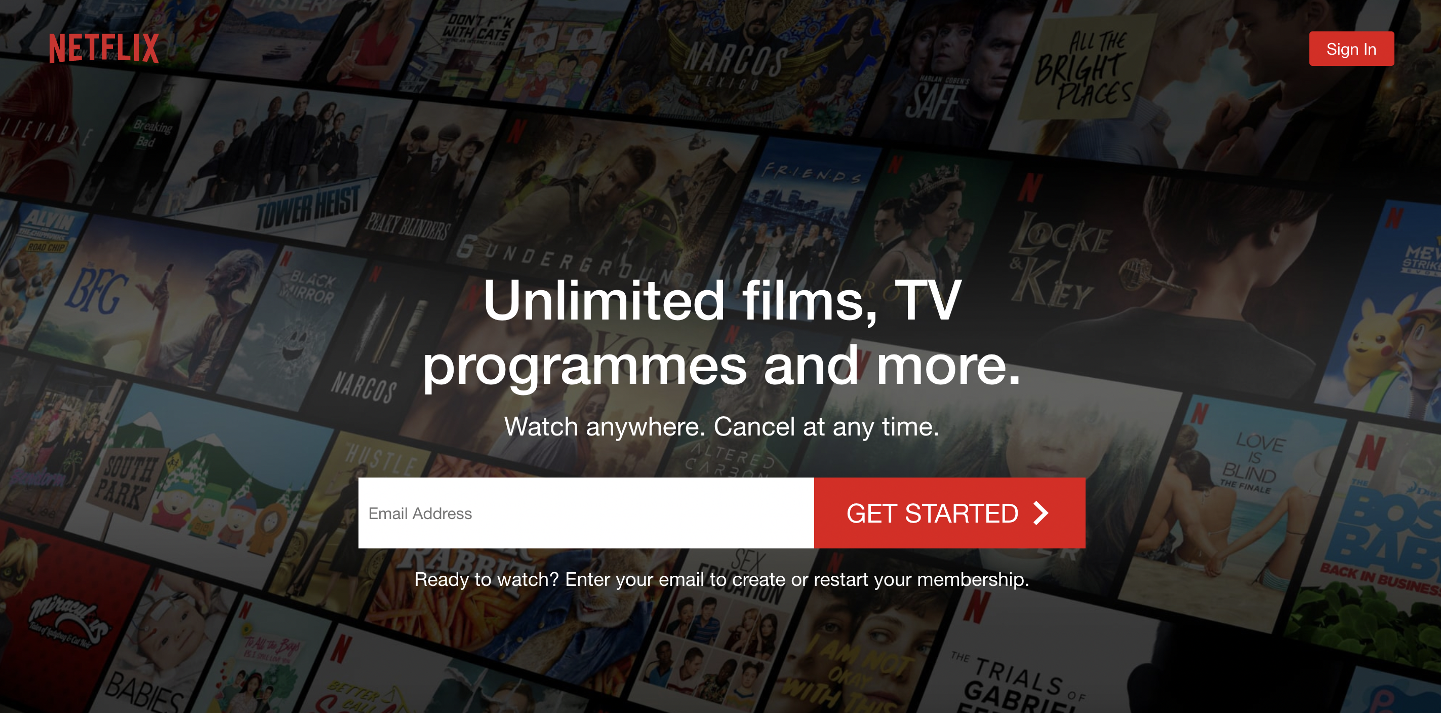 Netflix home page