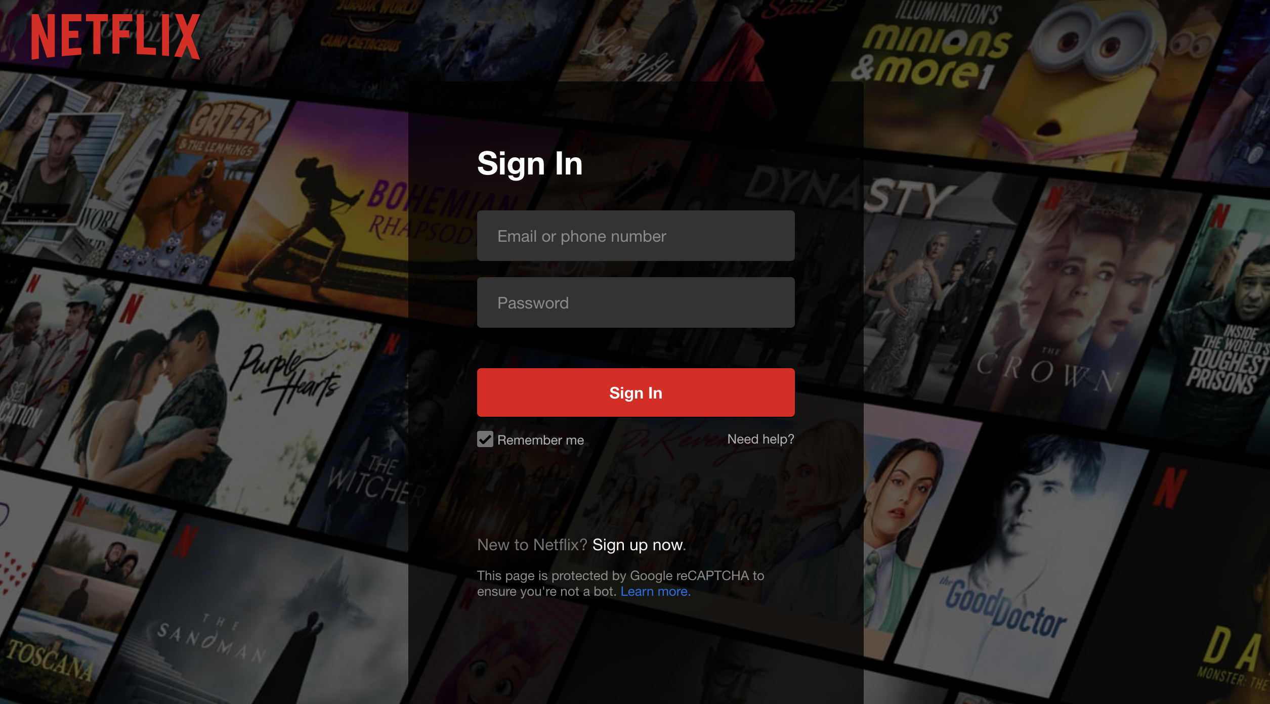 Netflix home page